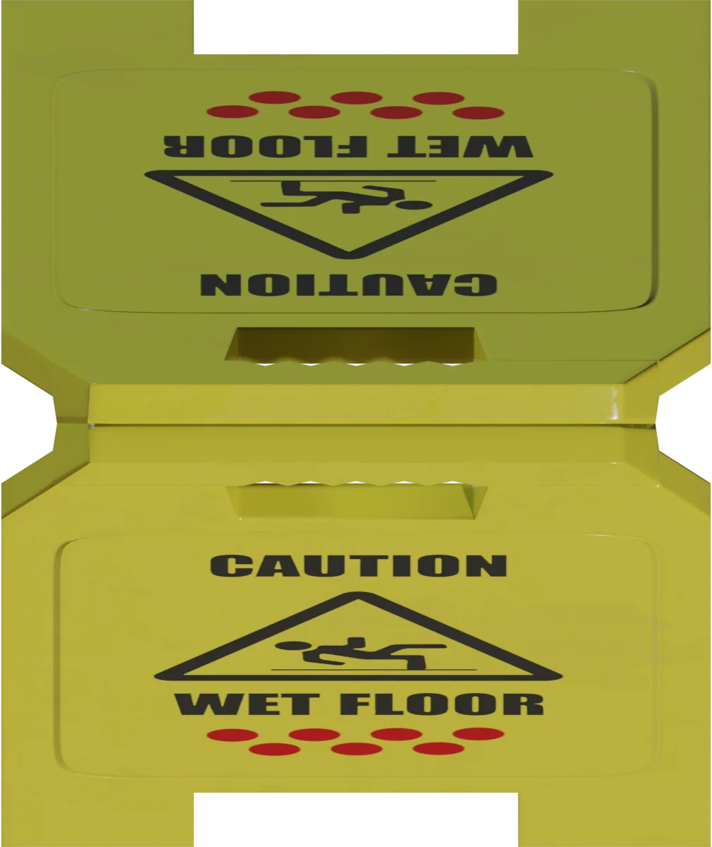 Yellow Caution Wet Floor Sign, 3D model preview 4