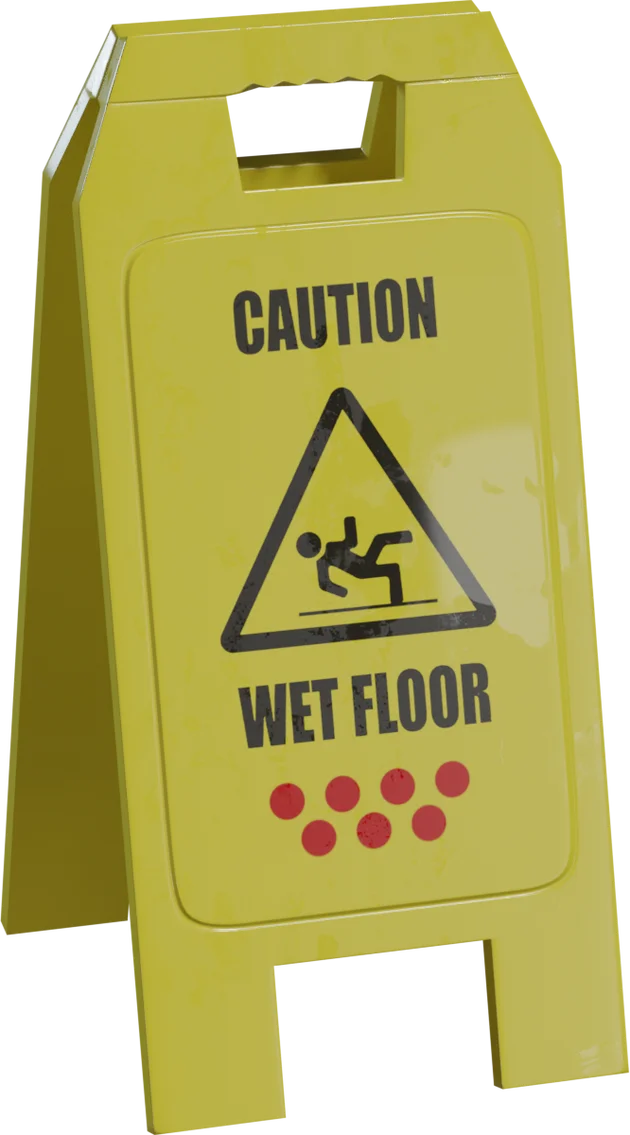 Yellow Caution Wet Floor Sign, 3D model preview 5