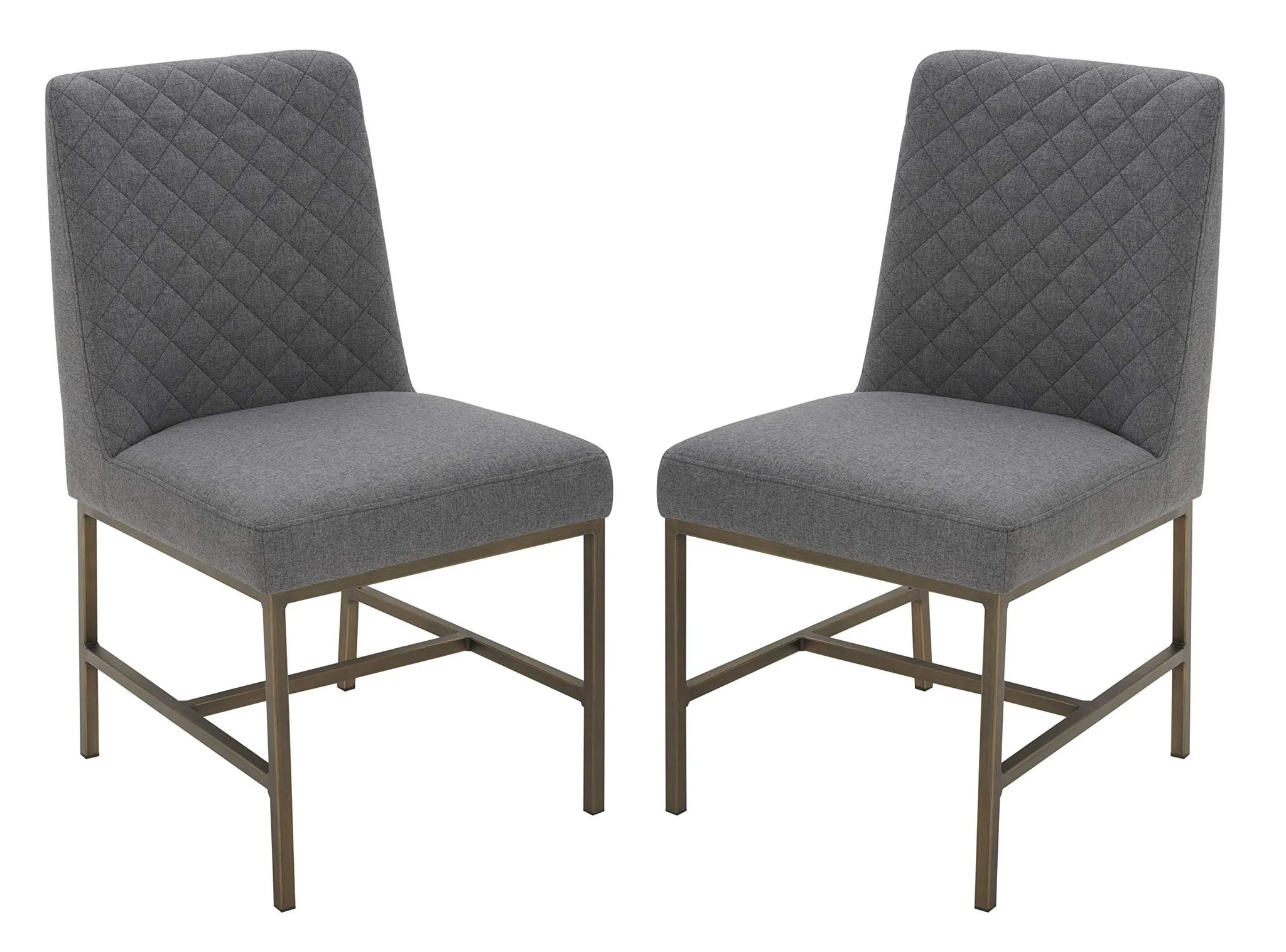 Modern Diamond-Stitched Upholstered Dining Chair Set