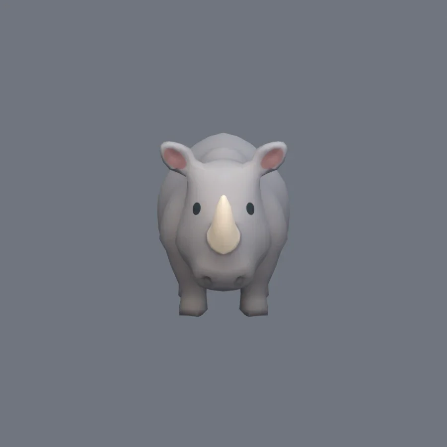 Stylized Animal Rhino, 3D model preview 1