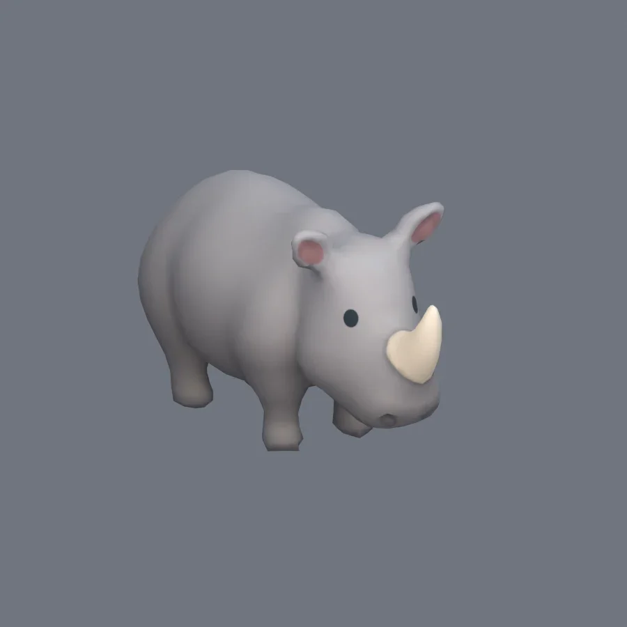 Stylized Animal Rhino, 3D model preview 2