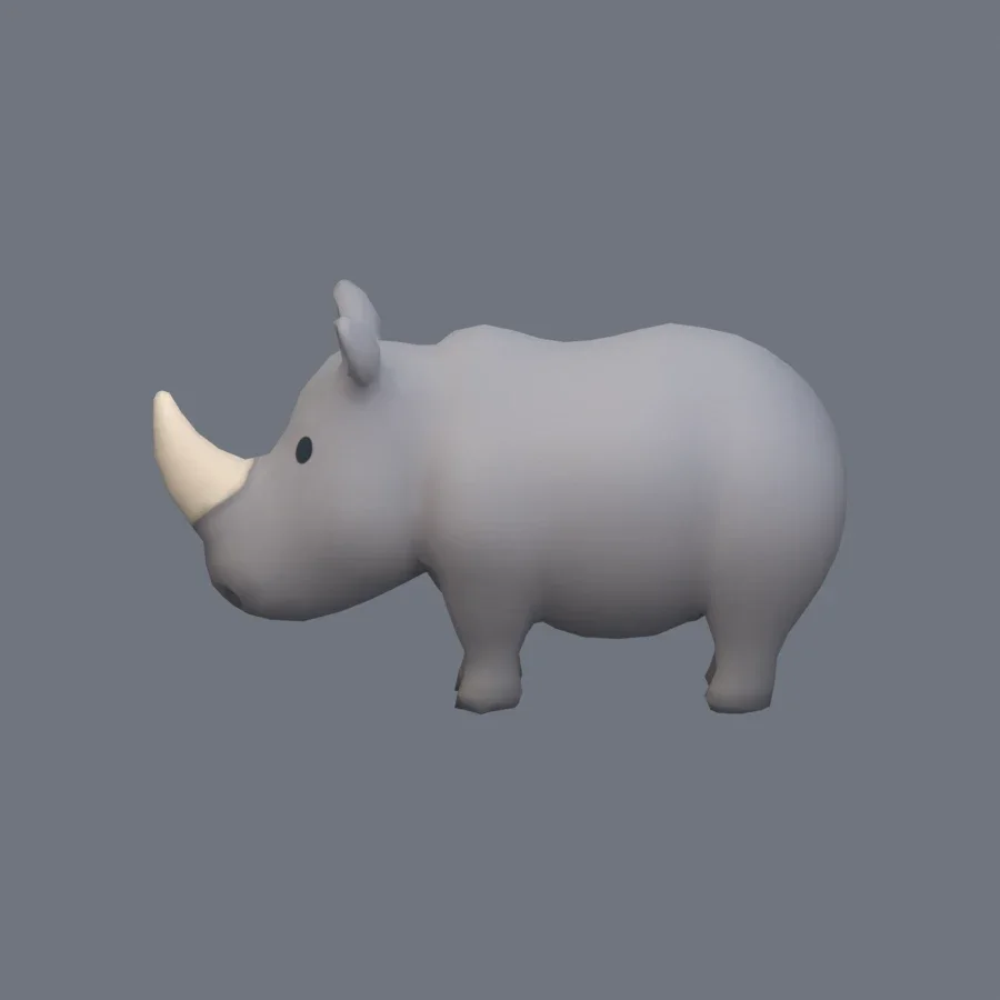Stylized Animal Rhino, 3D model preview 3