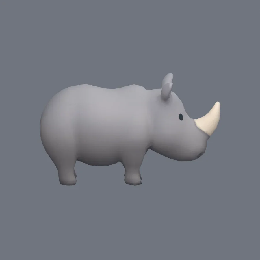 Stylized Animal Rhino, 3D model preview 5