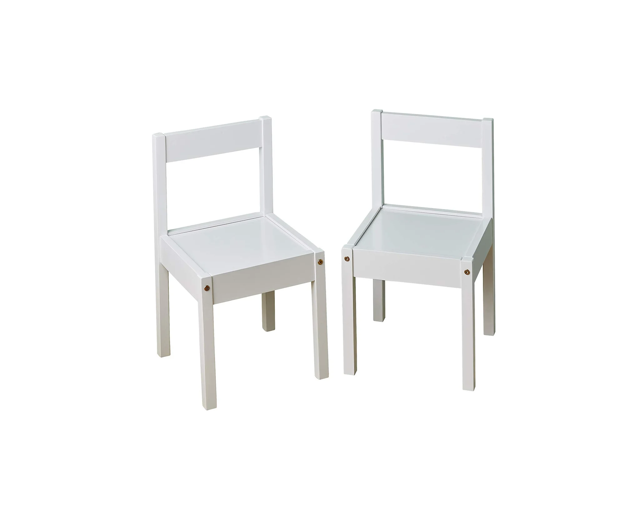 White Kids Wooden Chair Set with Dry-Erase Seat Top — 2-Pack