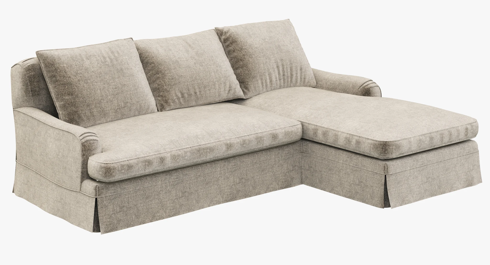 Restoration Hardware Belgian Classic Roll Arm Slipcovered Right Arm Chaise Sectional — 3D model preview 1