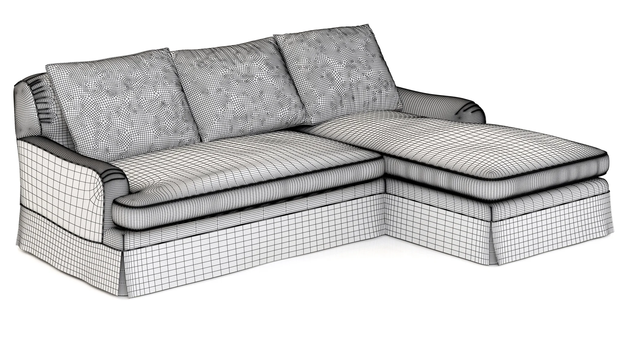 Restoration Hardware Belgian Classic Roll Arm Slipcovered Right Arm Chaise Sectional — 3D model preview 8