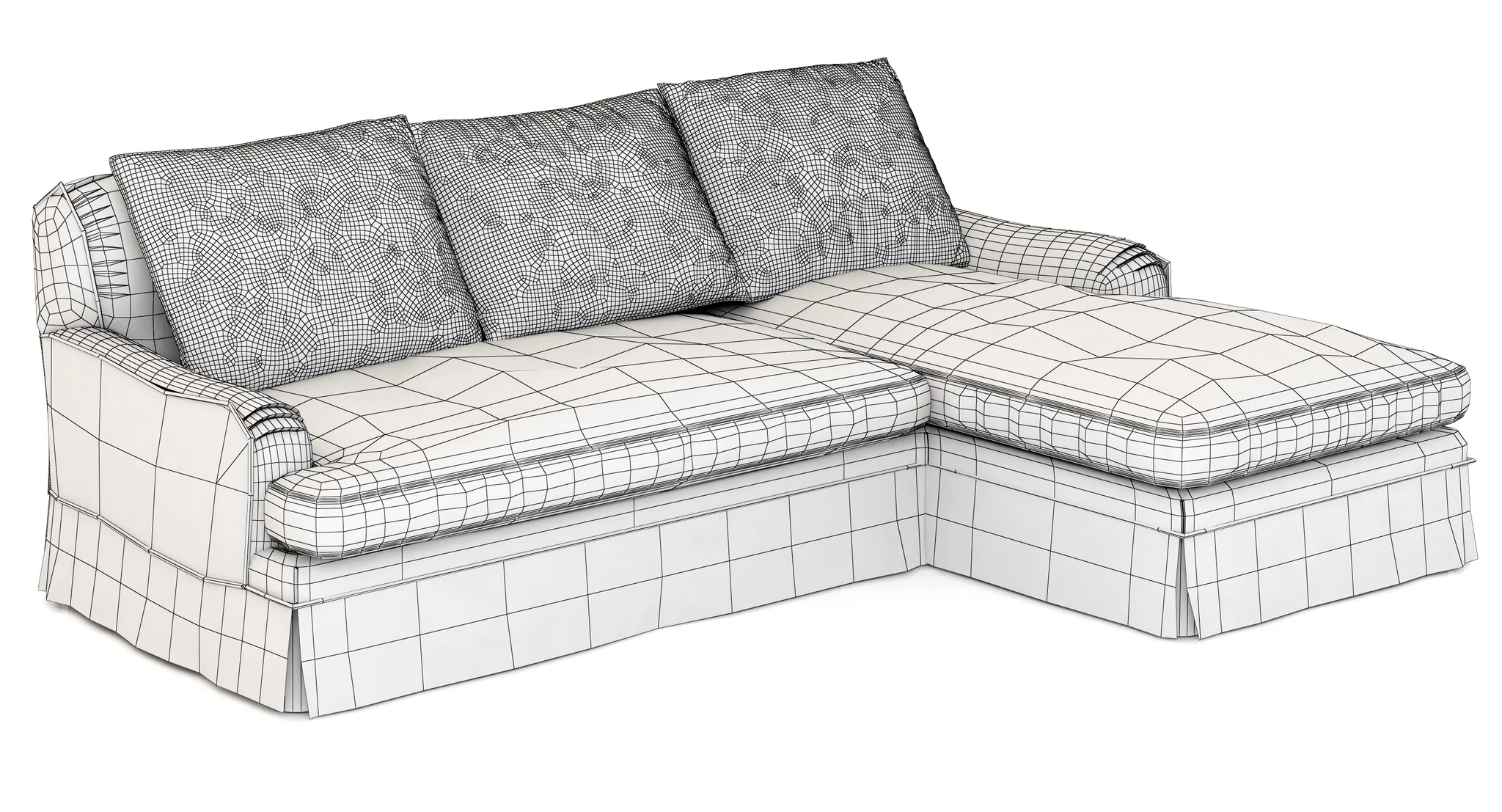 Restoration Hardware Belgian Classic Roll Arm Slipcovered Right Arm Chaise Sectional — 3D model preview 9