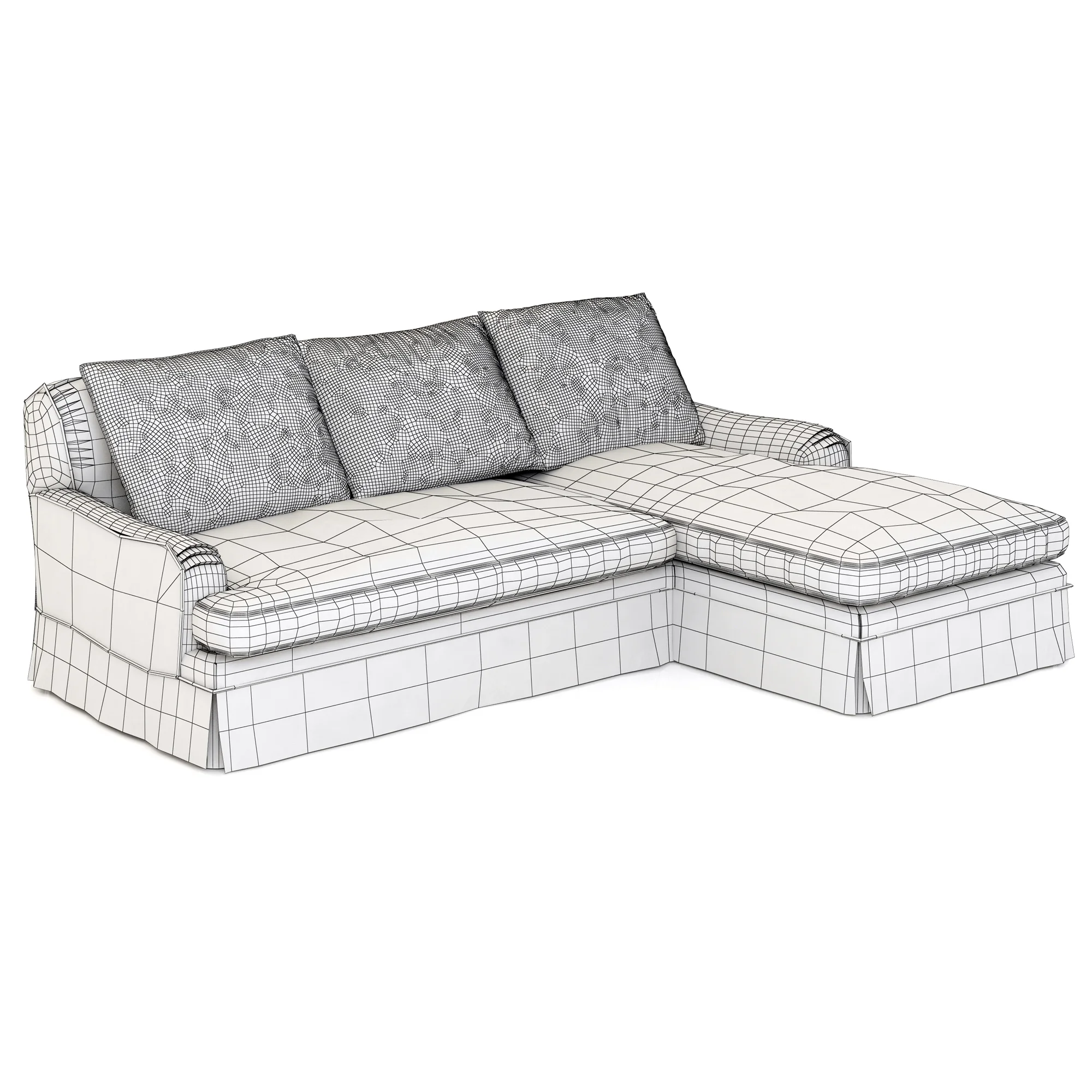 Restoration Hardware Belgian Classic Roll Arm Slipcovered Right Arm Chaise Sectional — 3D model preview 10