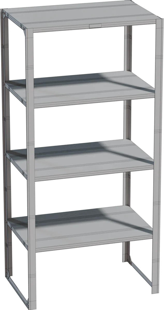 Worn Industrial Metal Shelf Rack, 3D model preview 1