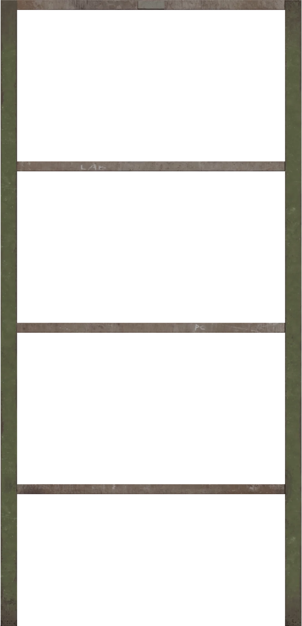 Worn Industrial Metal Shelf Rack, 3D model preview 2