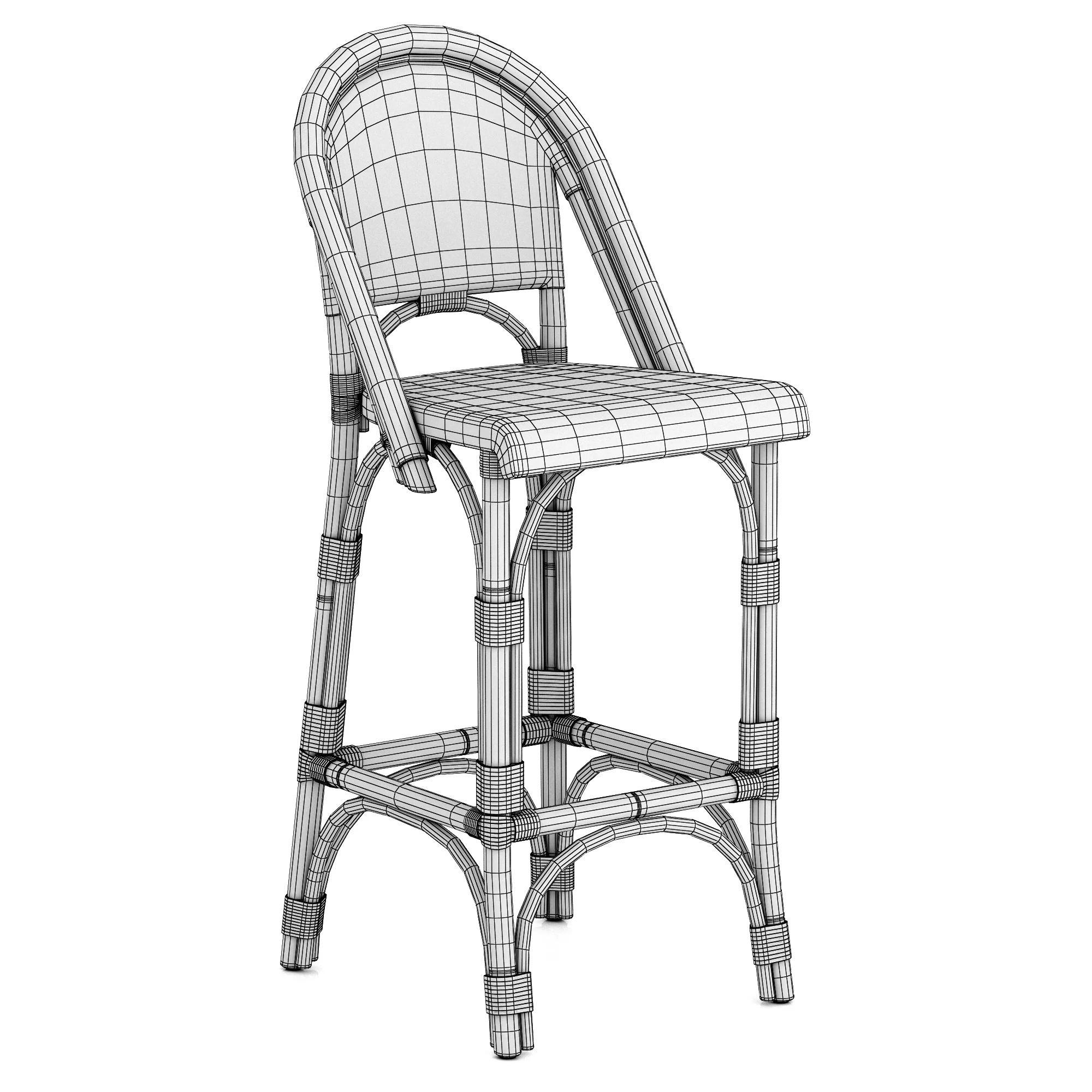 Restoration Hardware St Germain Resin Armless Stool — 3D model preview 9