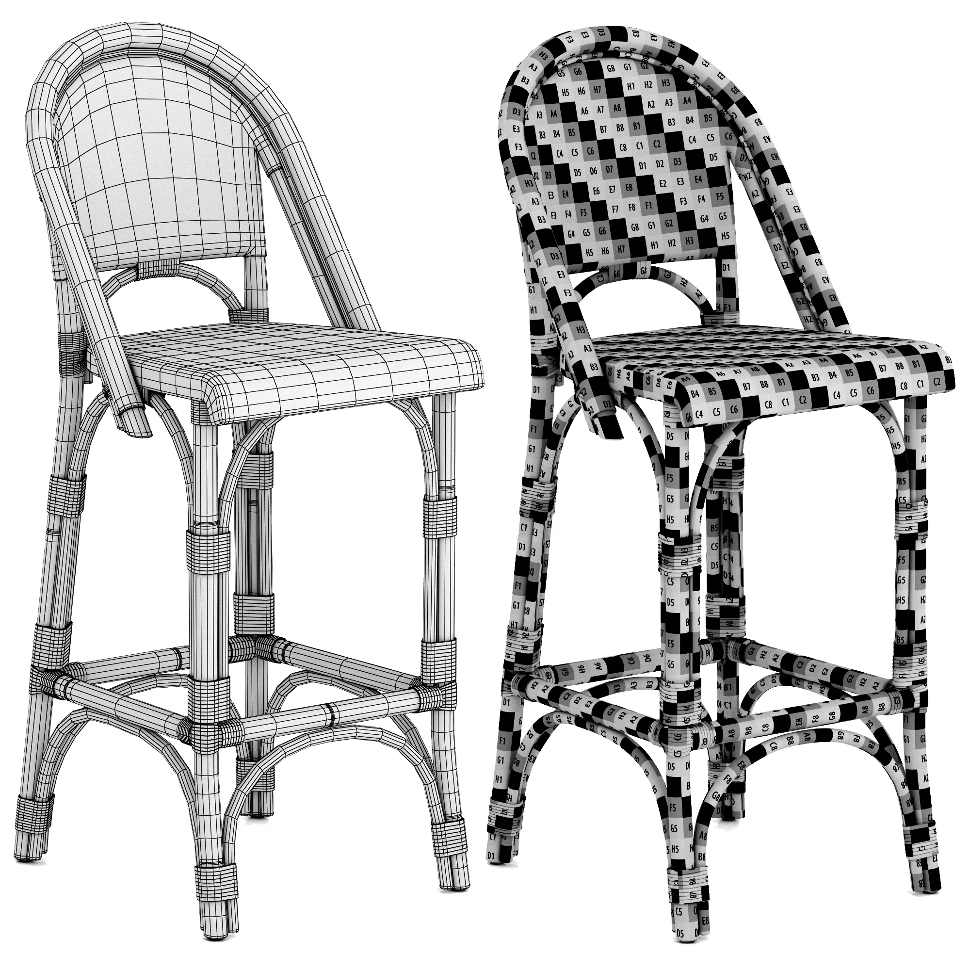 Restoration Hardware St Germain Resin Armless Stool — 3D model preview 10