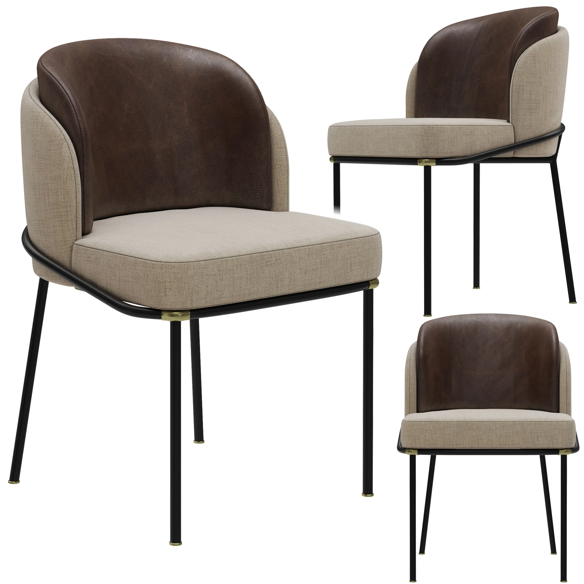 Minotti Fil Noir Dining Chair — 3D model preview 2