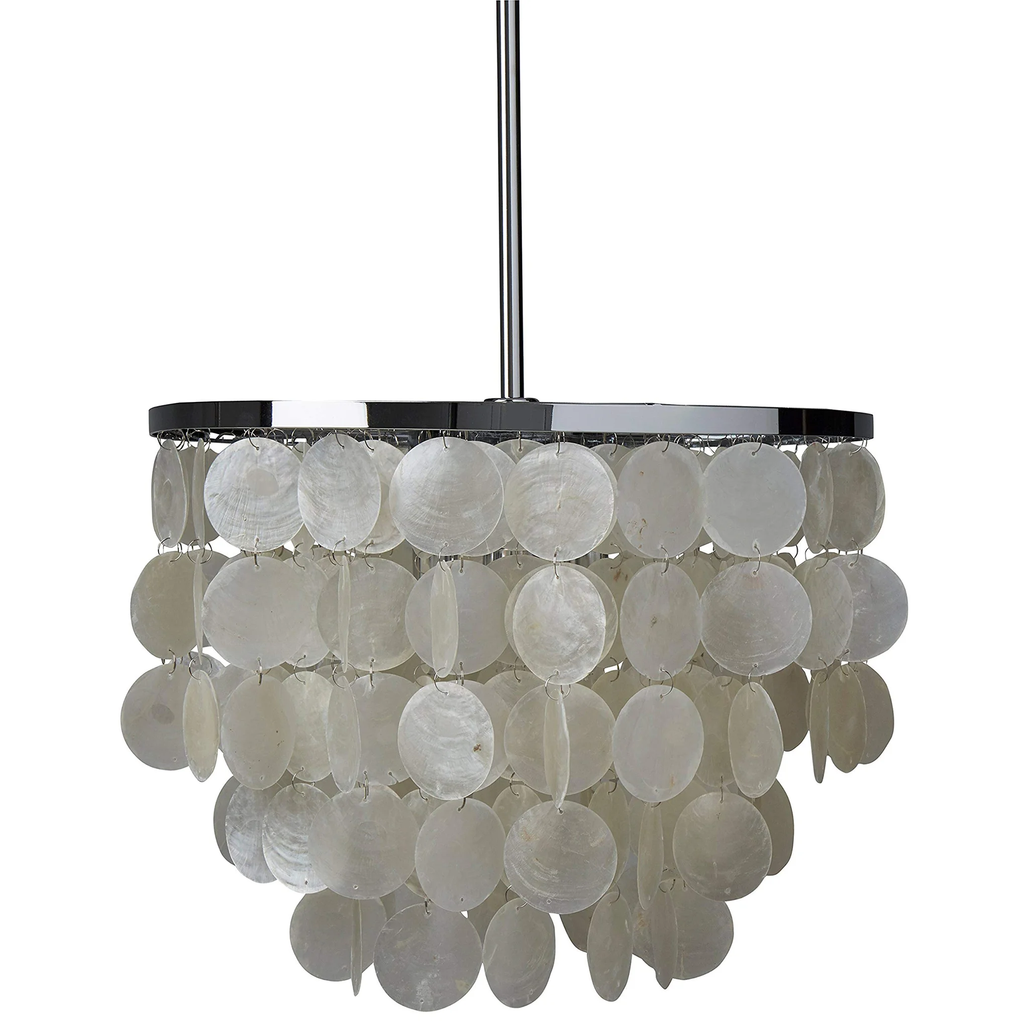 Capiz Shell Chandelier with Chrome Rod Pendant Light