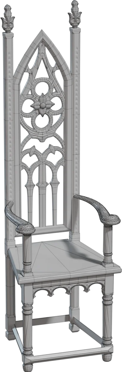 Gothic Cathedral Throne Chair, 3D model preview 1