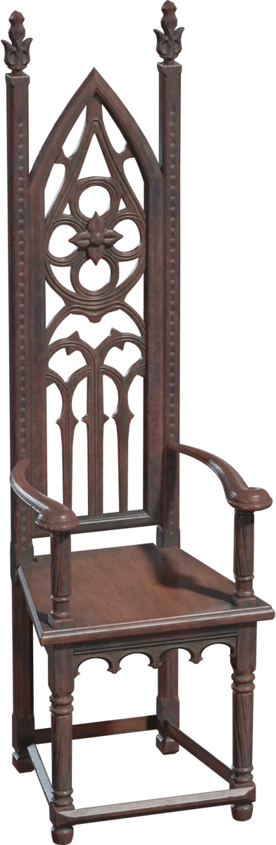 Gothic Cathedral Throne Chair, 3D model preview 5