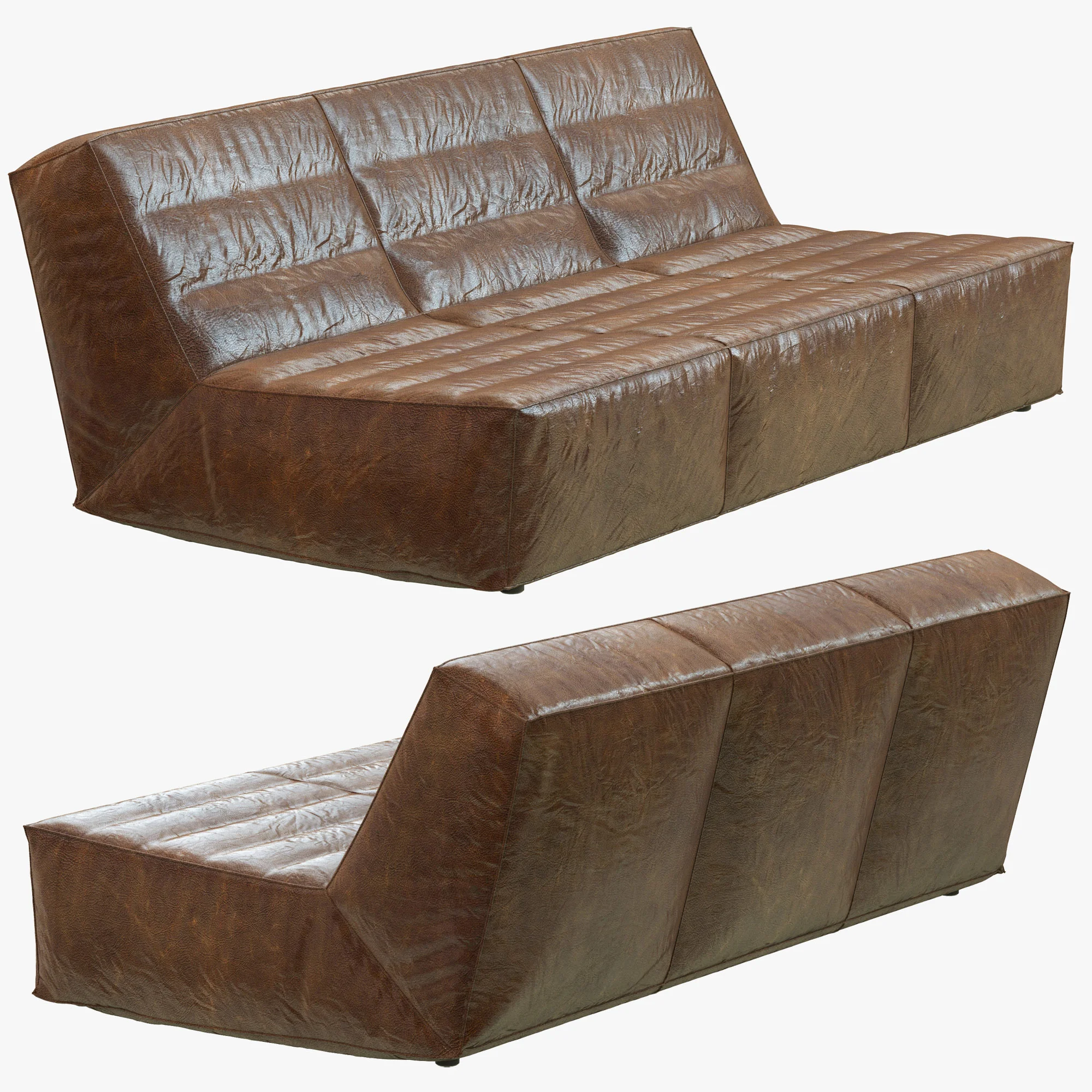 Restoration Hardware Chelsea Leather Sofa — 3D model preview 5