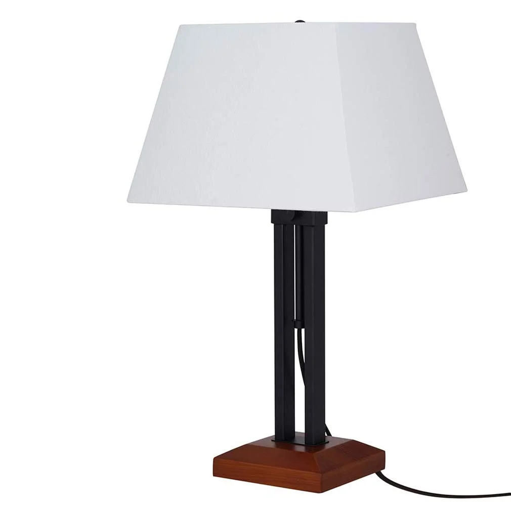 Modern Farmhouse Table Lamp with Wood Base and White Shade