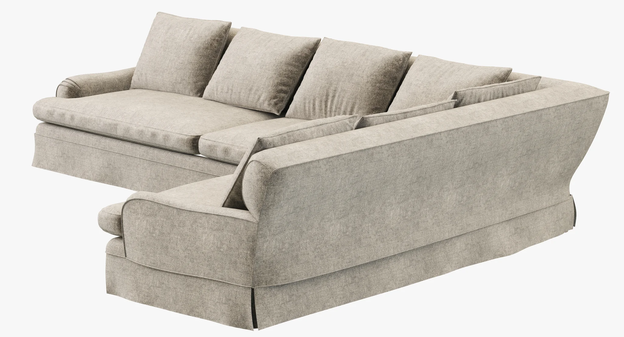 Restoration Hardware Belgian Classic Roll Arm Slipcovered Right Arm L Sectional — 3D model preview 3