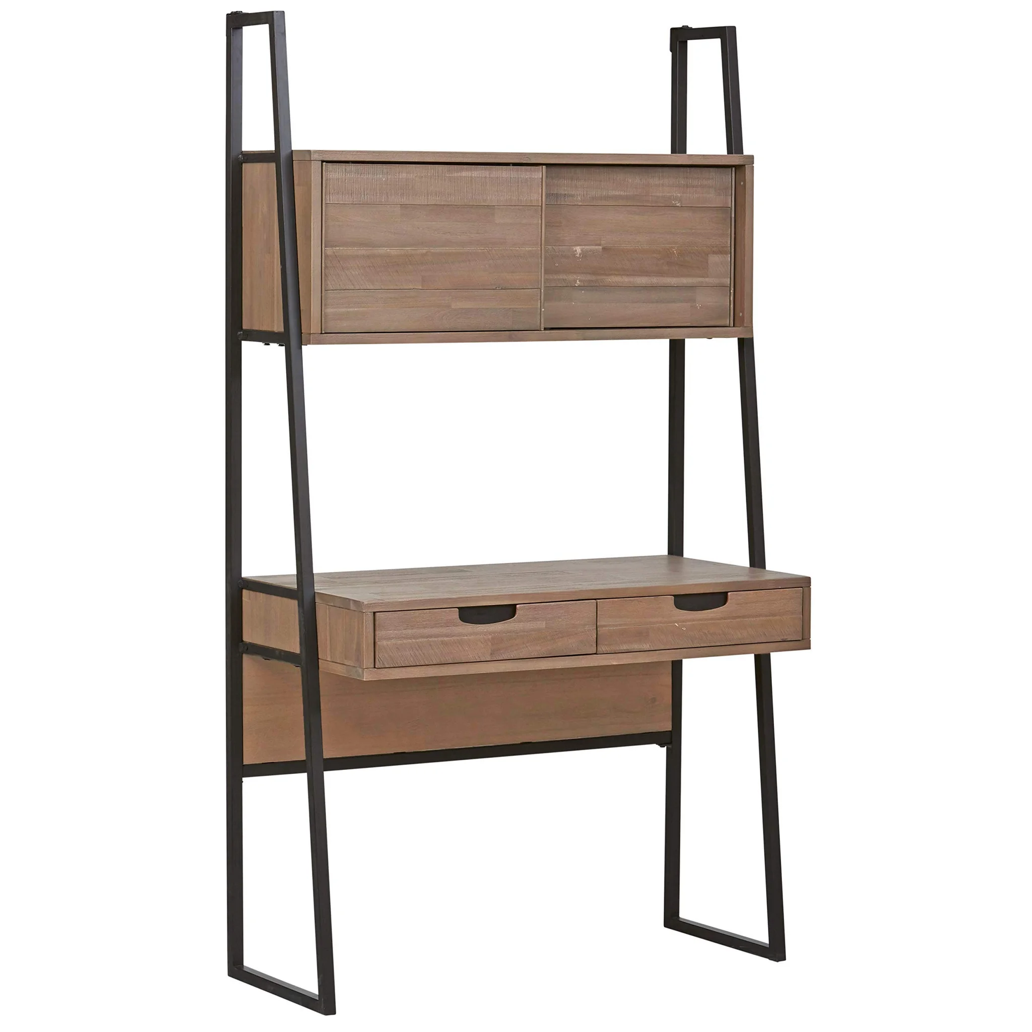 Industrial Ladder Desk with Storage Cabinet and Drawers