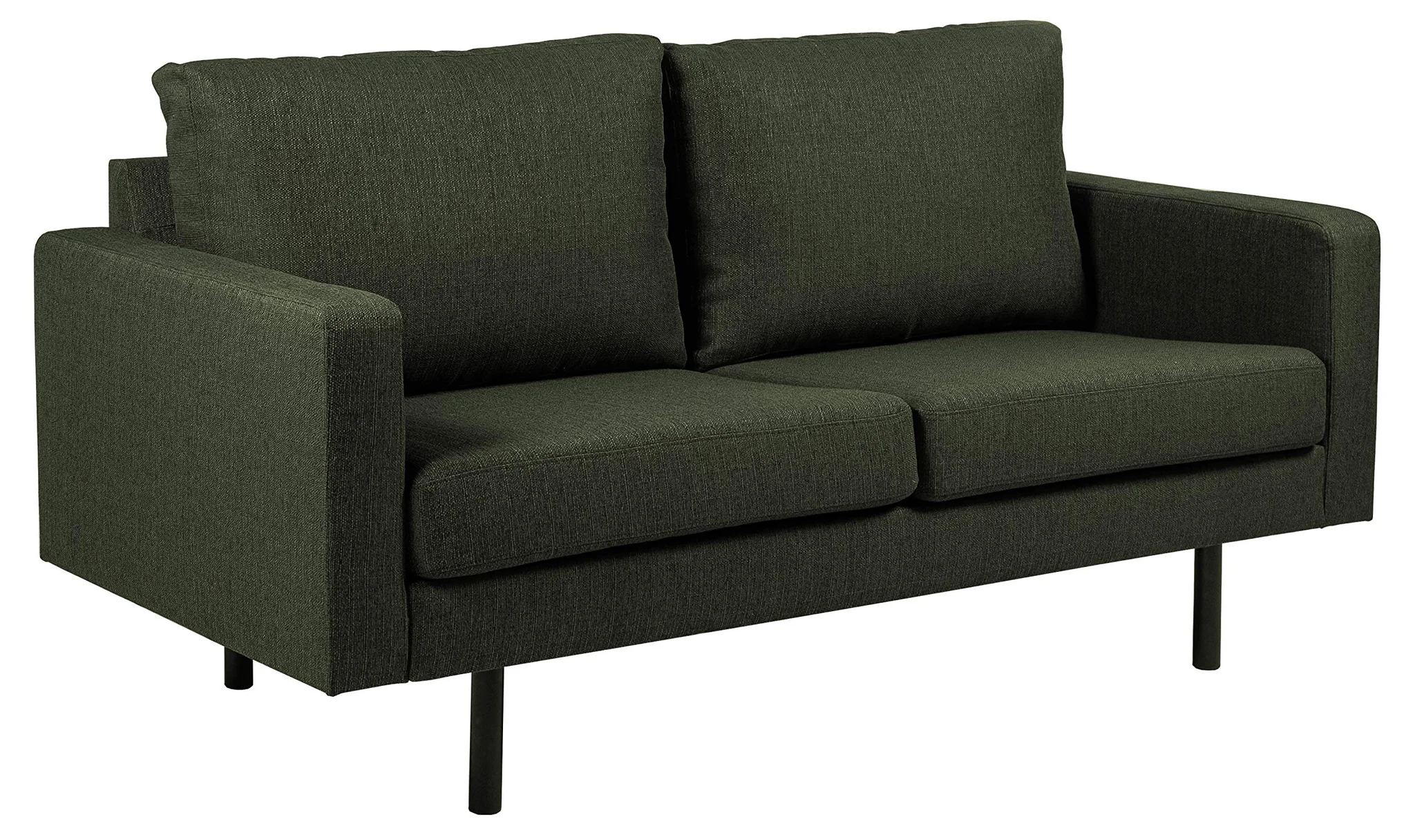 Modern Green Fabric 2.5 Seater Sofa with Black Metal Legs