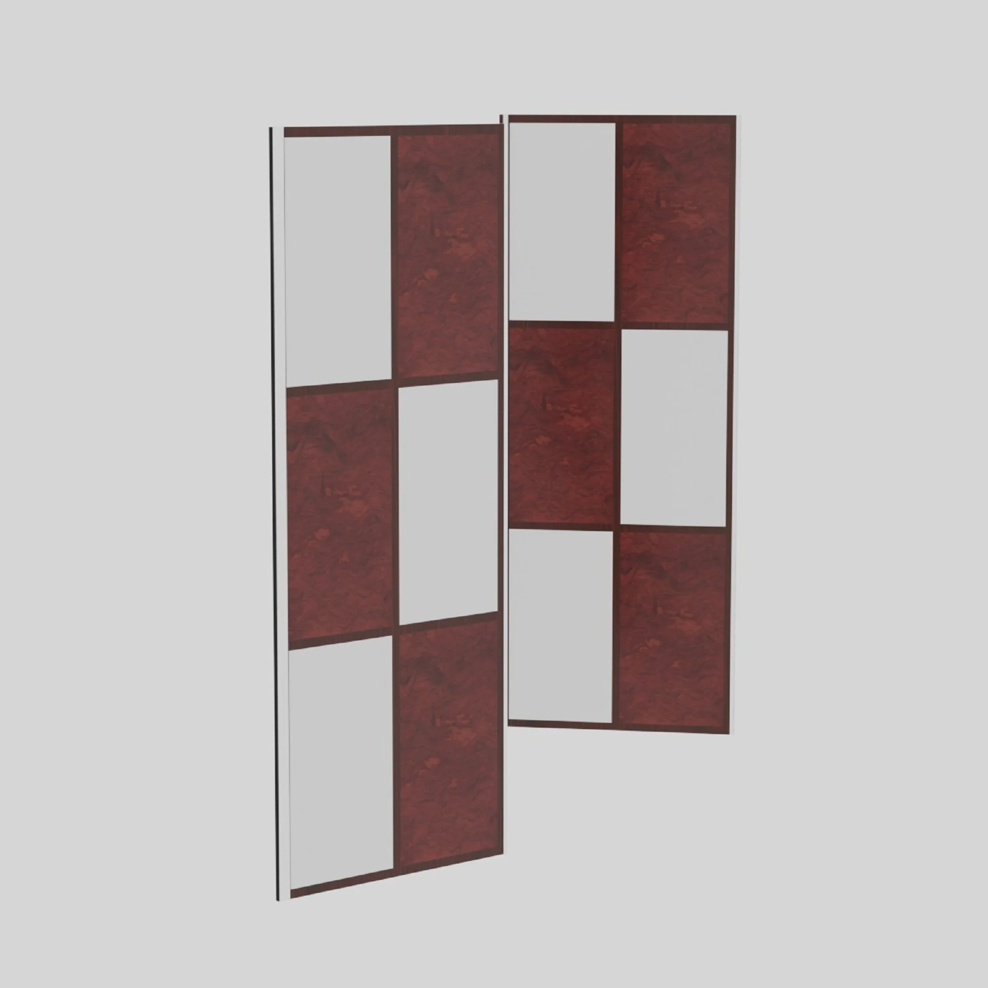 Sliding Door Wooden 6 Set, 3D model preview 4