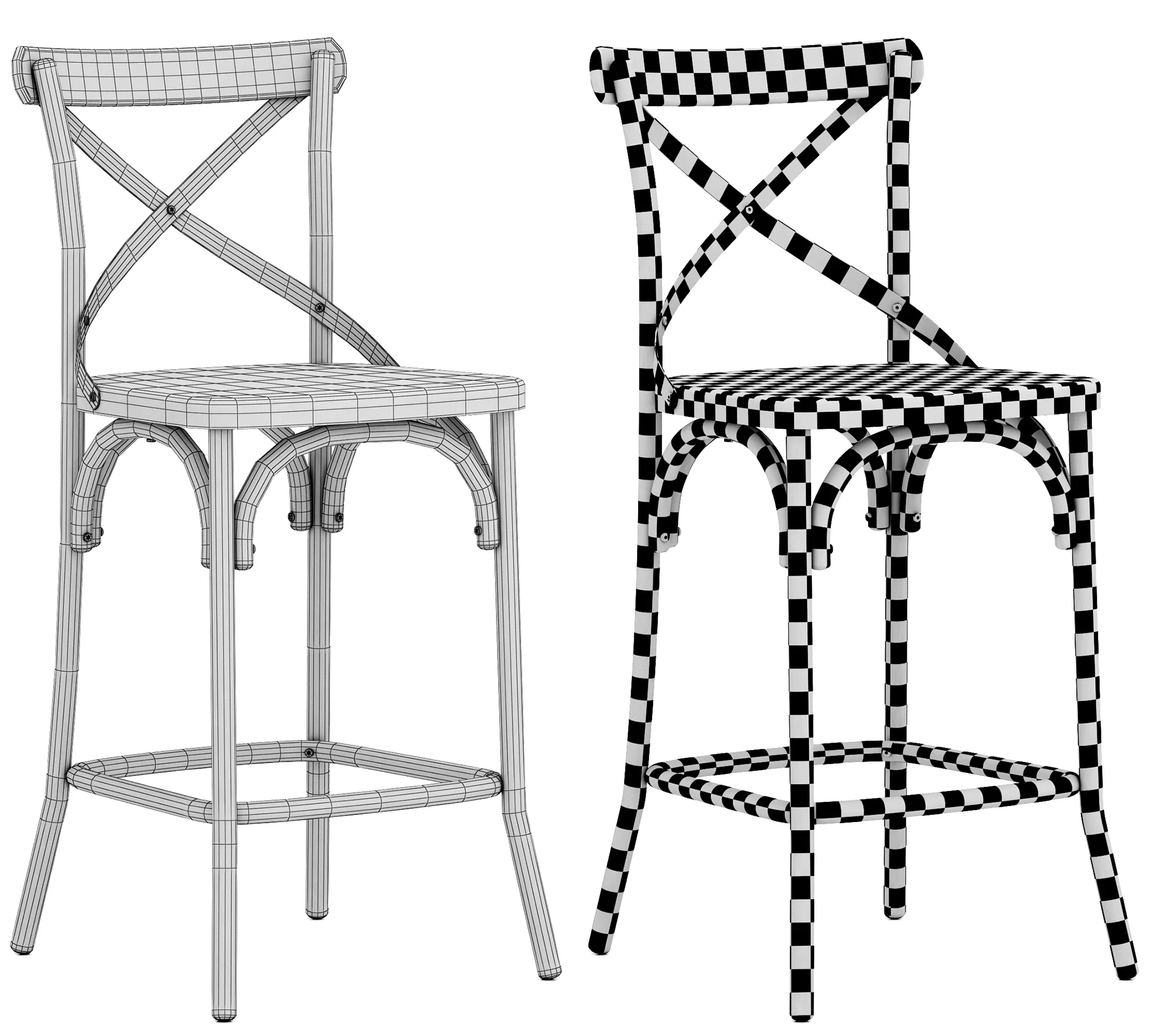 Deephouse BELLA CROSS Bar Stool — 3D model preview 9