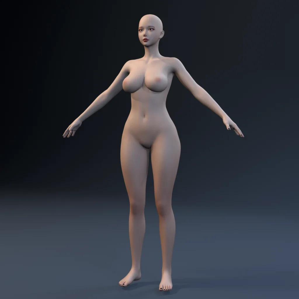 Korean Girl Character Body, 3D model preview 1