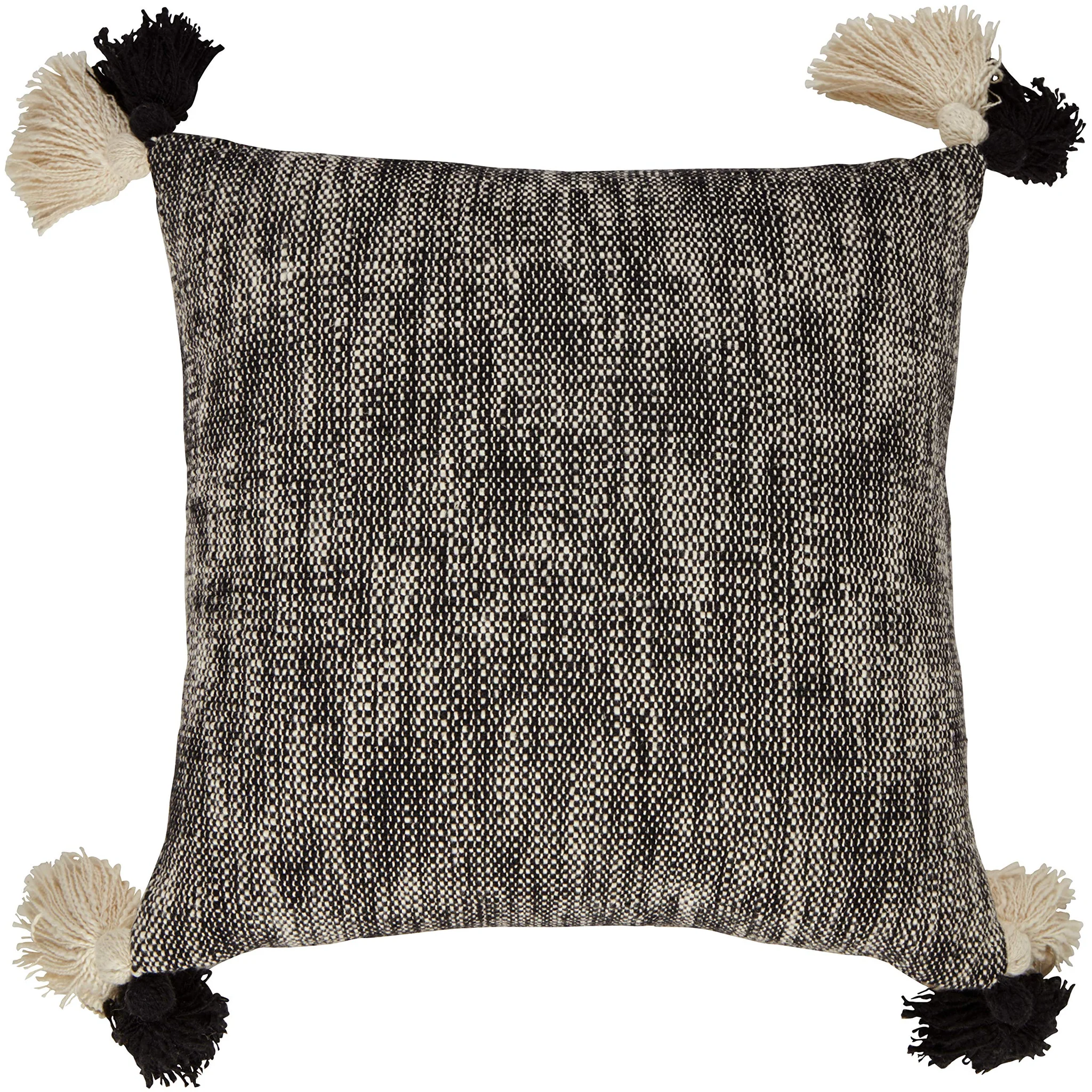 Boho Woven Throw Pillow with Corner Tassels