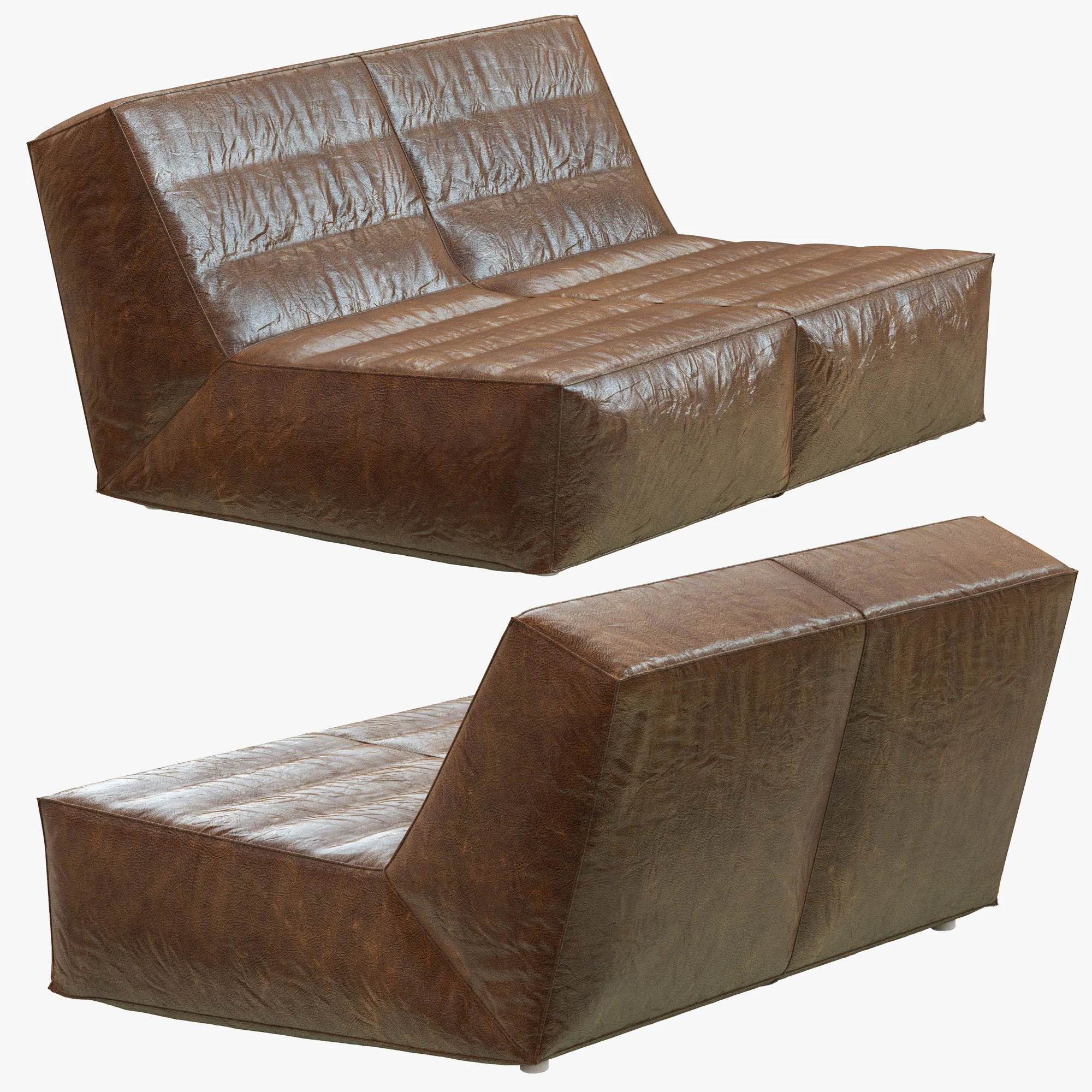 Restoration Hardware Chelsea Leather Chair And Half — 3D model preview 5