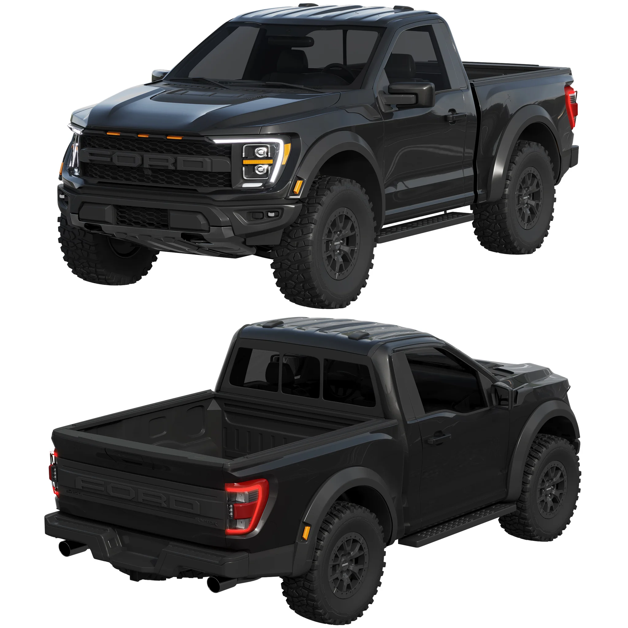 Ford F150 Raptor Regular Cab 2022, 3D model preview 7
