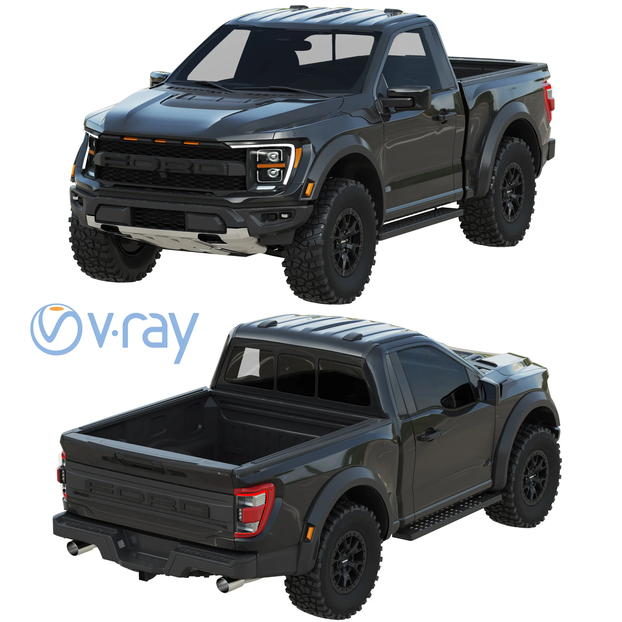 Ford F150 Raptor Regular Cab 2022, 3D model preview 13