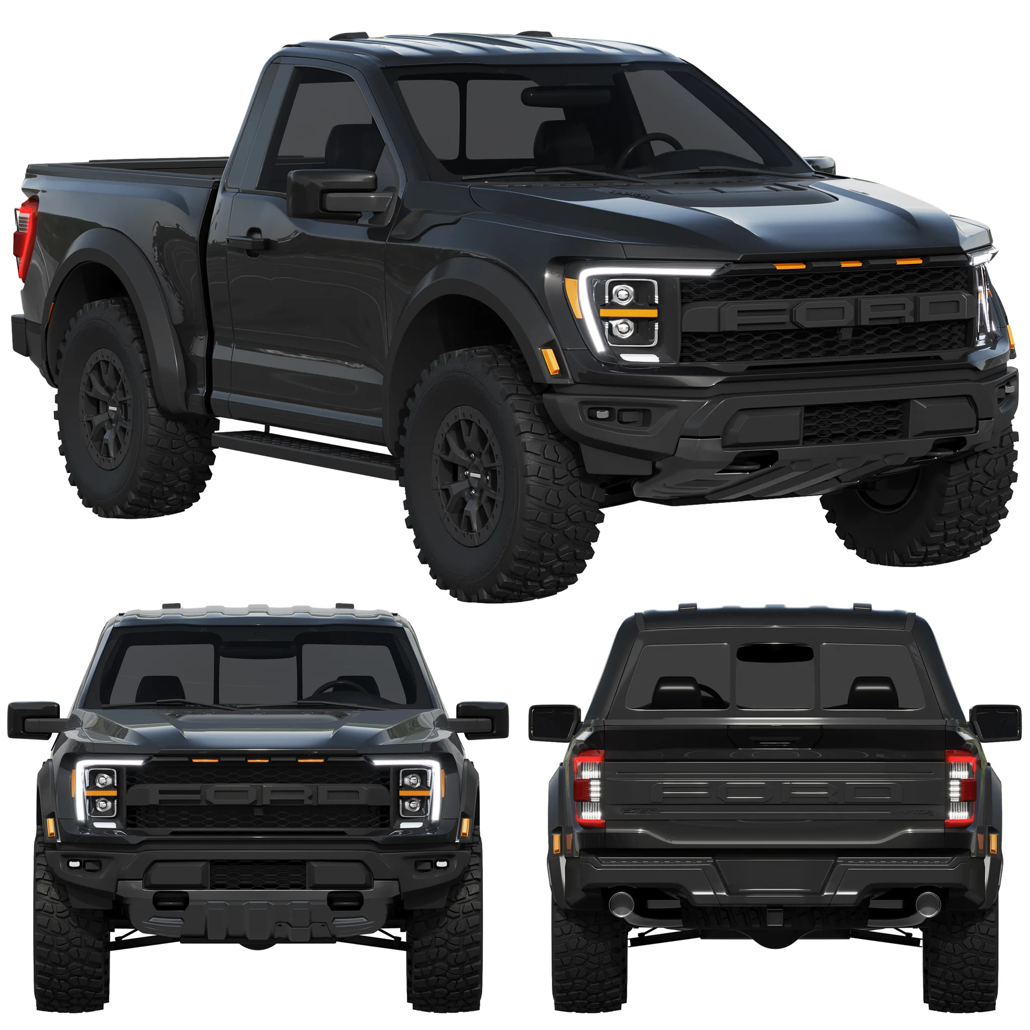 Ford F150 Raptor Regular Cab 2022, 3D model preview 15