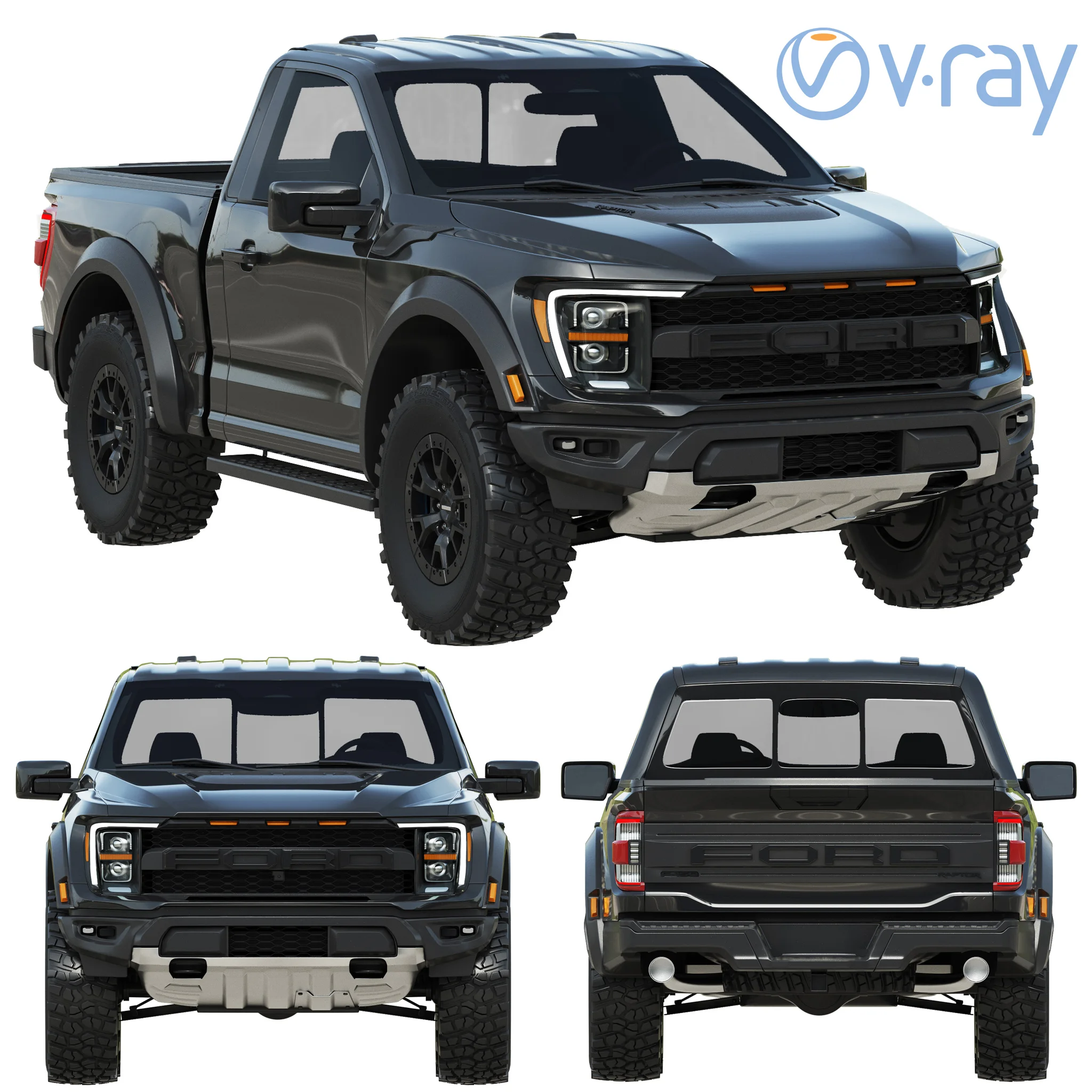 Ford F150 Raptor Regular Cab 2022, 3D model preview 19