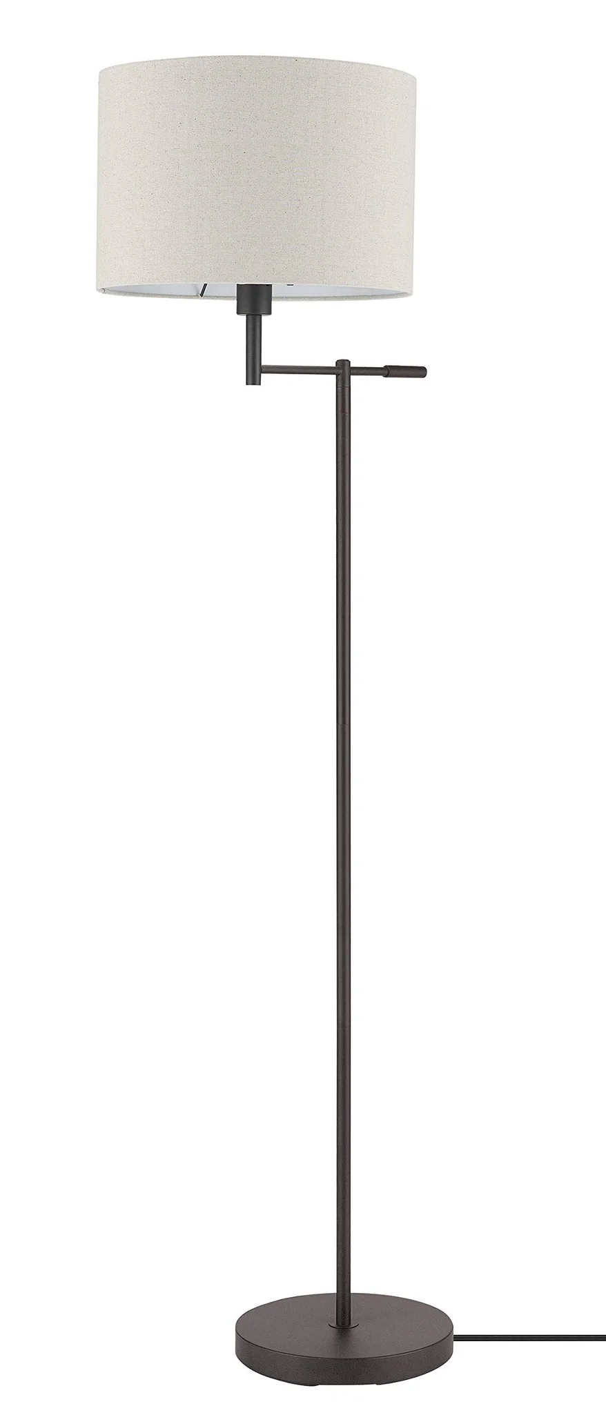Modern Swing-Arm Floor Lamp with Beige Linen Drum Shade