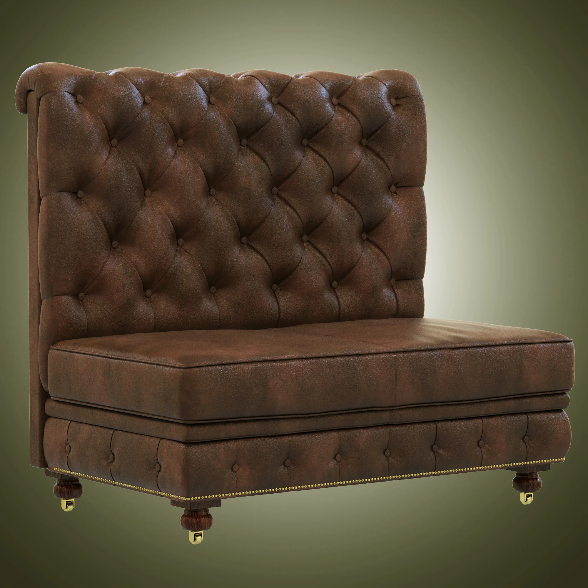 Restoration Hardware Kensington Leather Double Banquette — 3D model preview 4