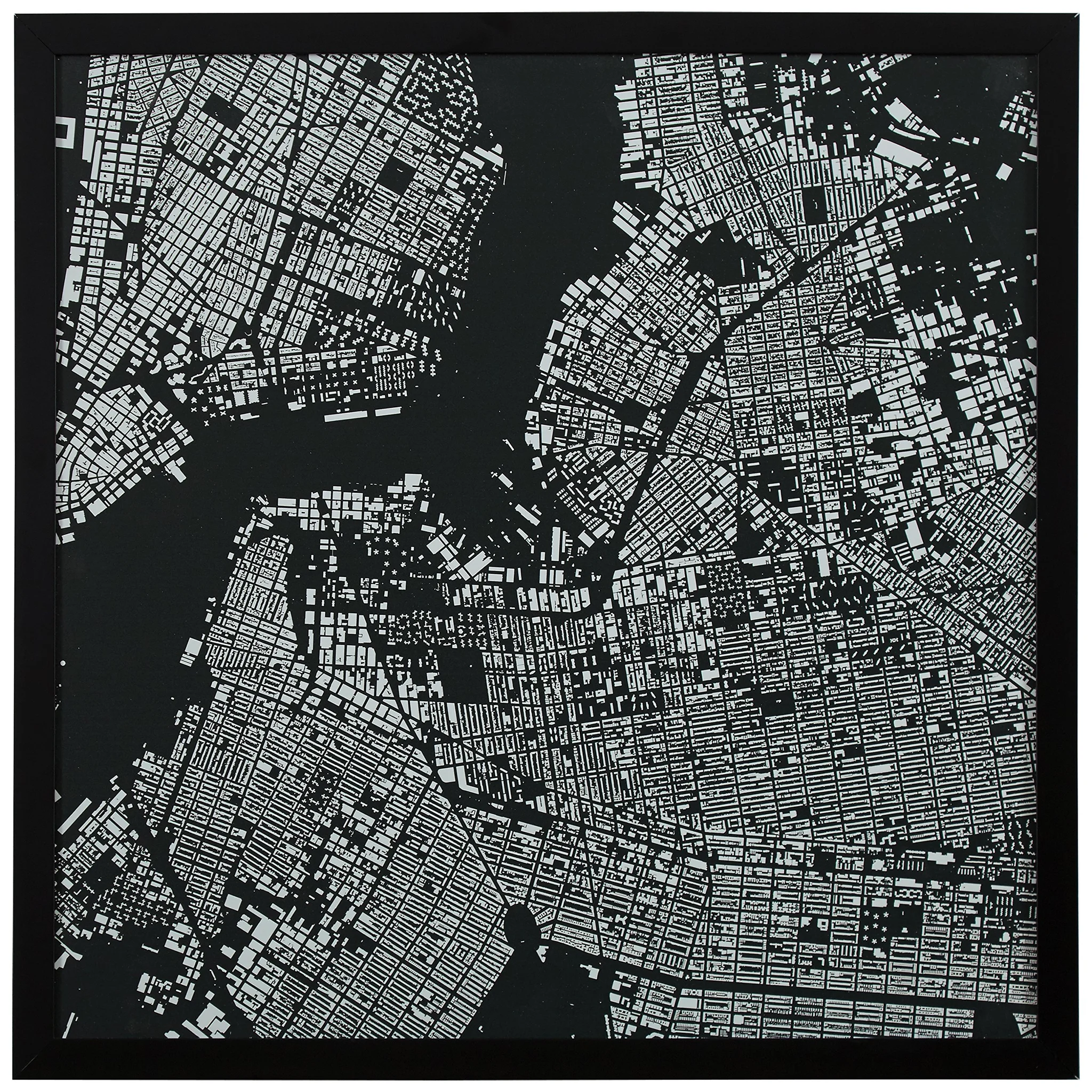New York City Map Wall Art Black Frame