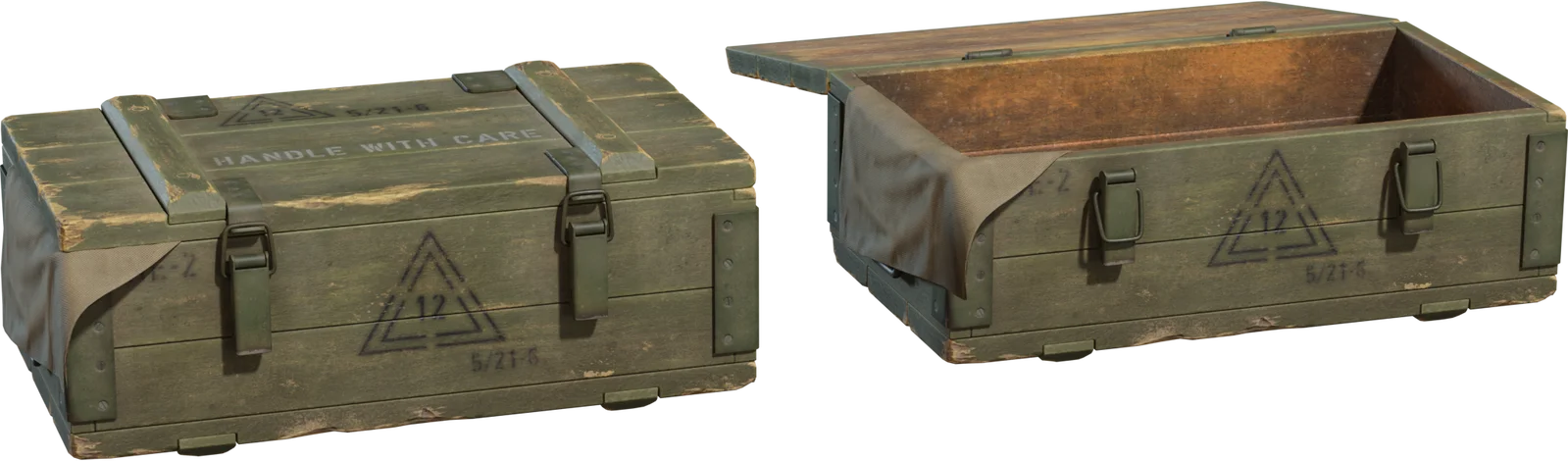 Old Military Ammunition Crate with Open Lid