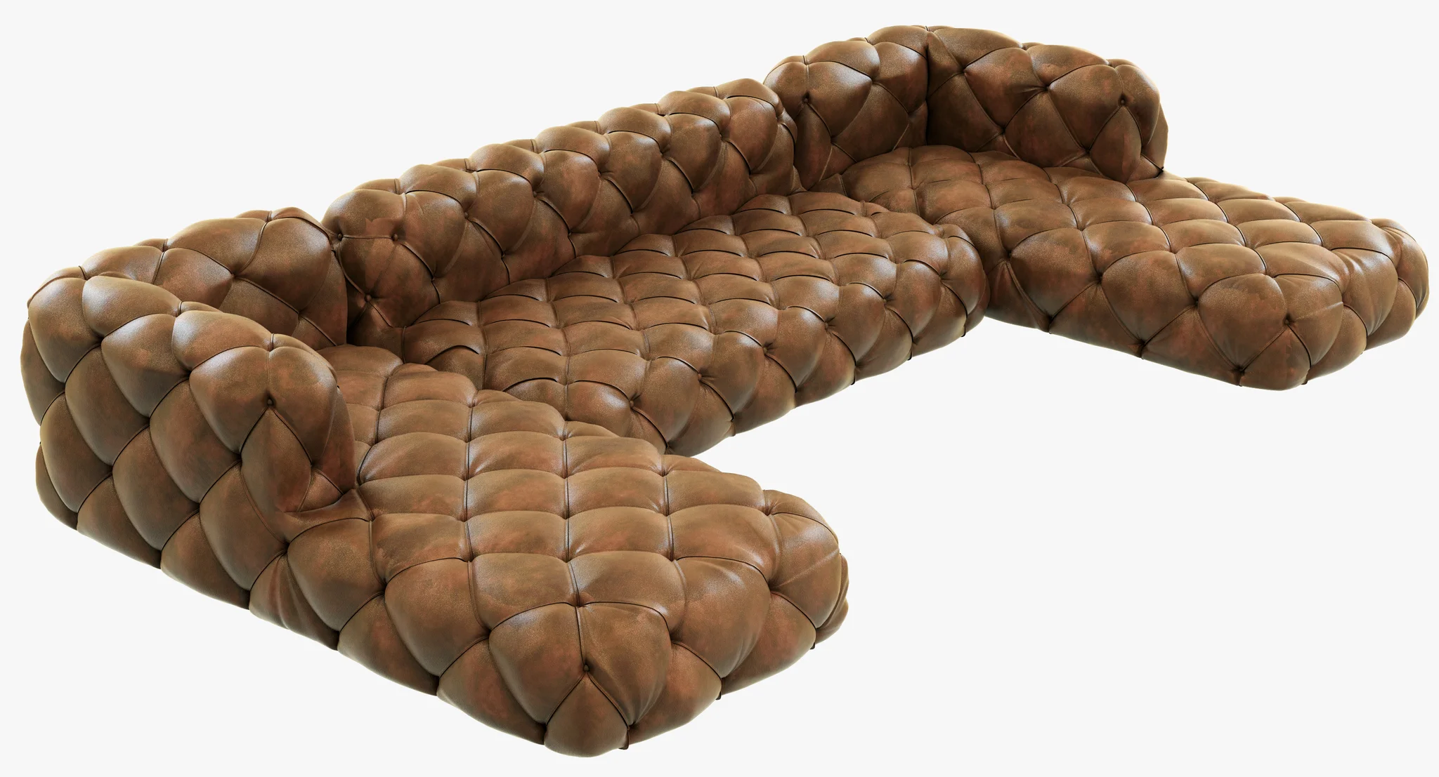 Restoration Hardware Soho Tufted Leather U Chaise Sectional — 3D model preview 1