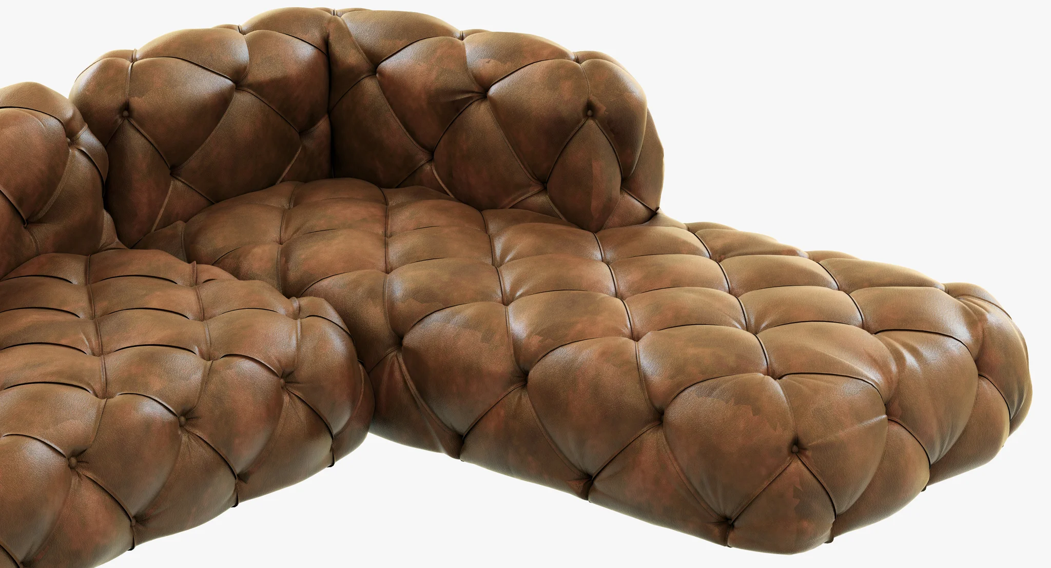 Restoration Hardware Soho Tufted Leather U Chaise Sectional — 3D model preview 3