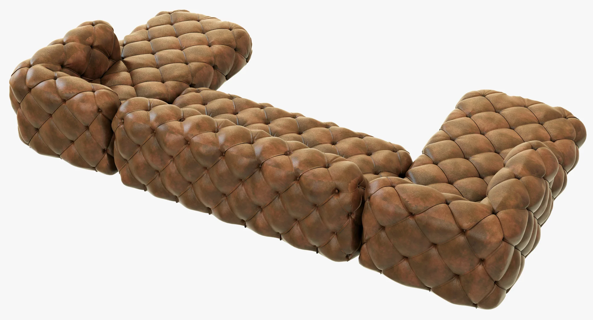 Restoration Hardware Soho Tufted Leather U Chaise Sectional — 3D model preview 4
