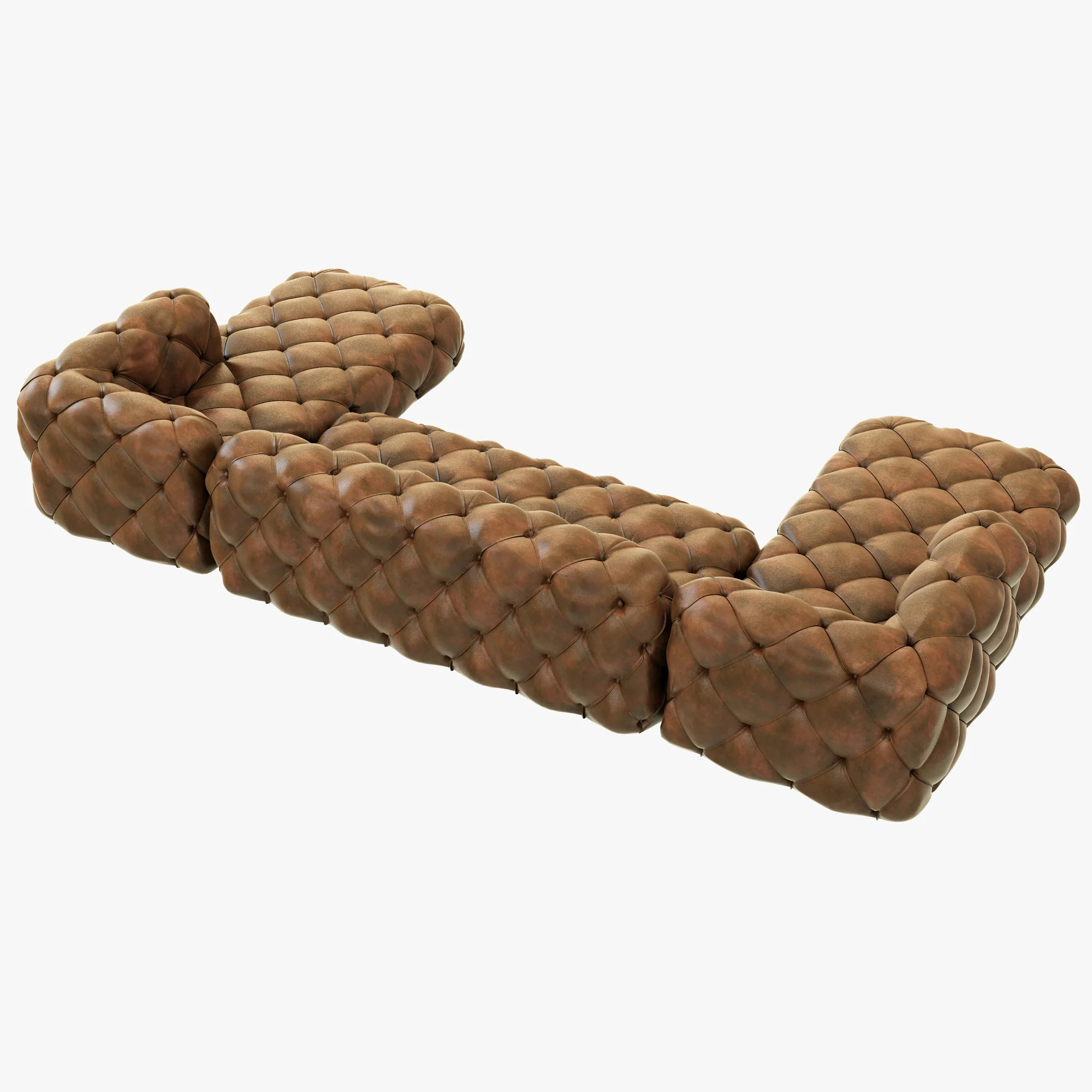 Restoration Hardware Soho Tufted Leather U Chaise Sectional — 3D model preview 5