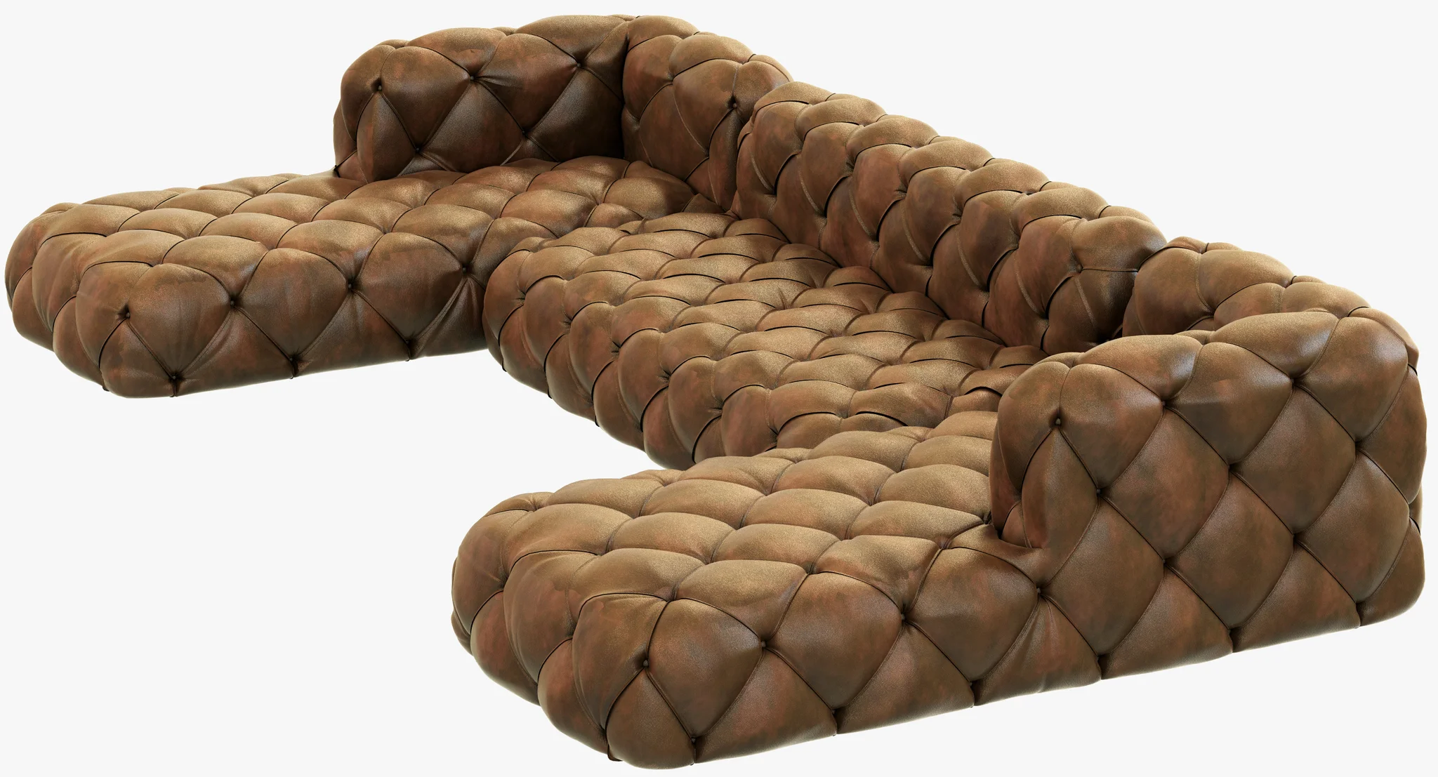 Restoration Hardware Soho Tufted Leather U Chaise Sectional — 3D model preview 6