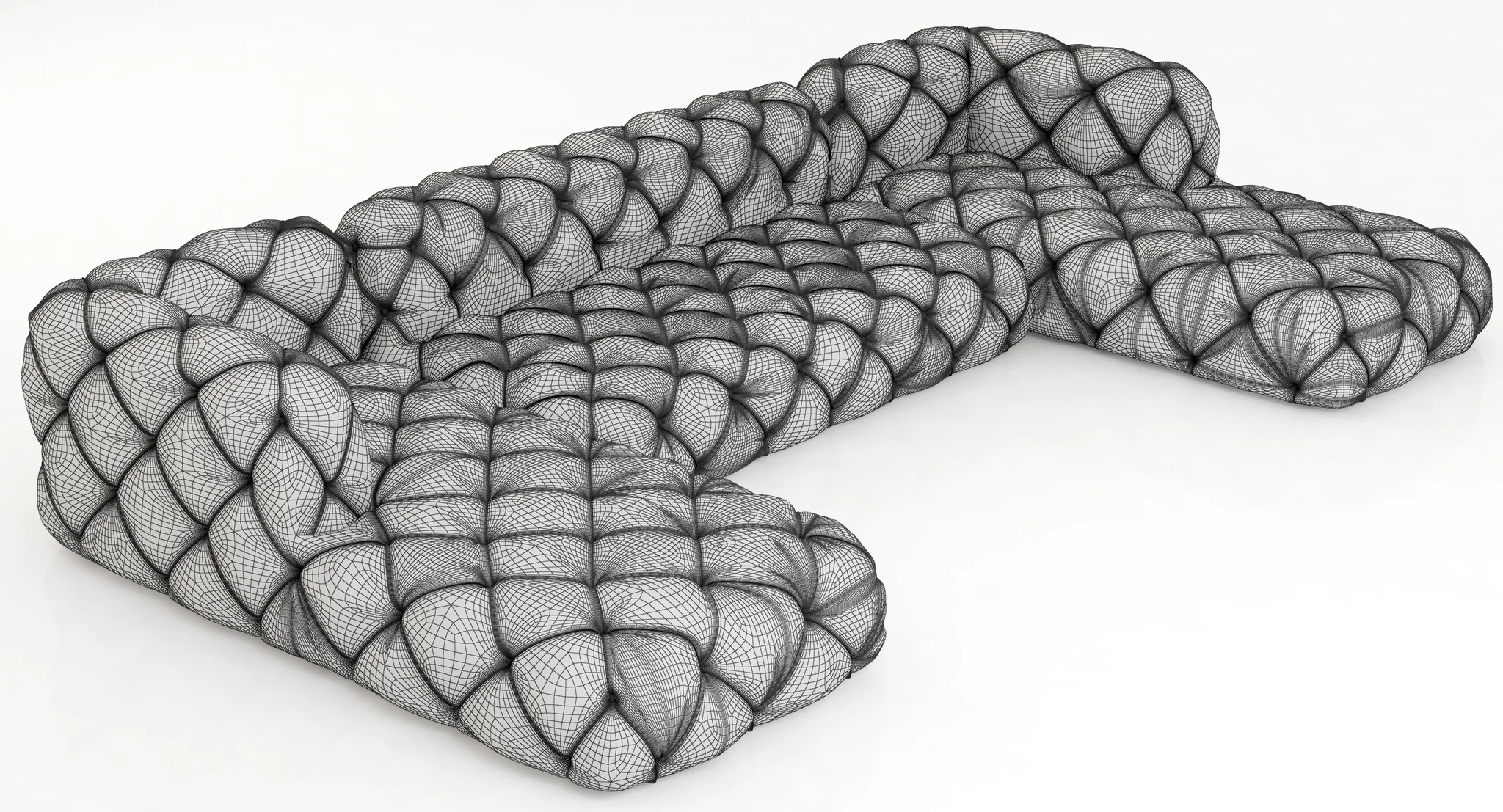 Restoration Hardware Soho Tufted Leather U Chaise Sectional — 3D model preview 8