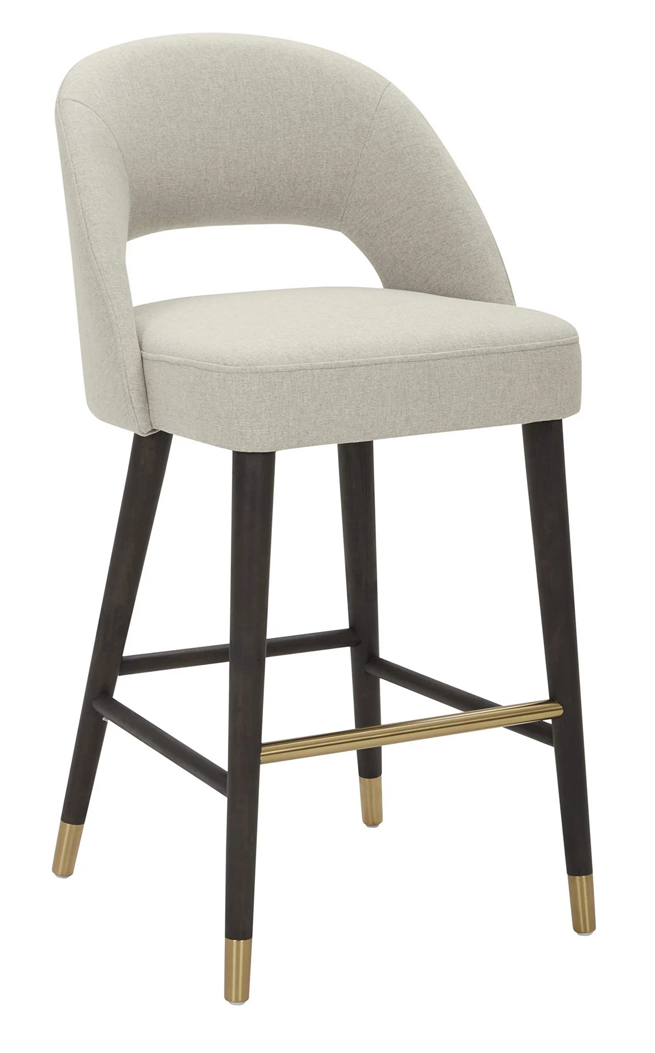 Contemporary Upholstered Counter Height Stool with Gold Accents