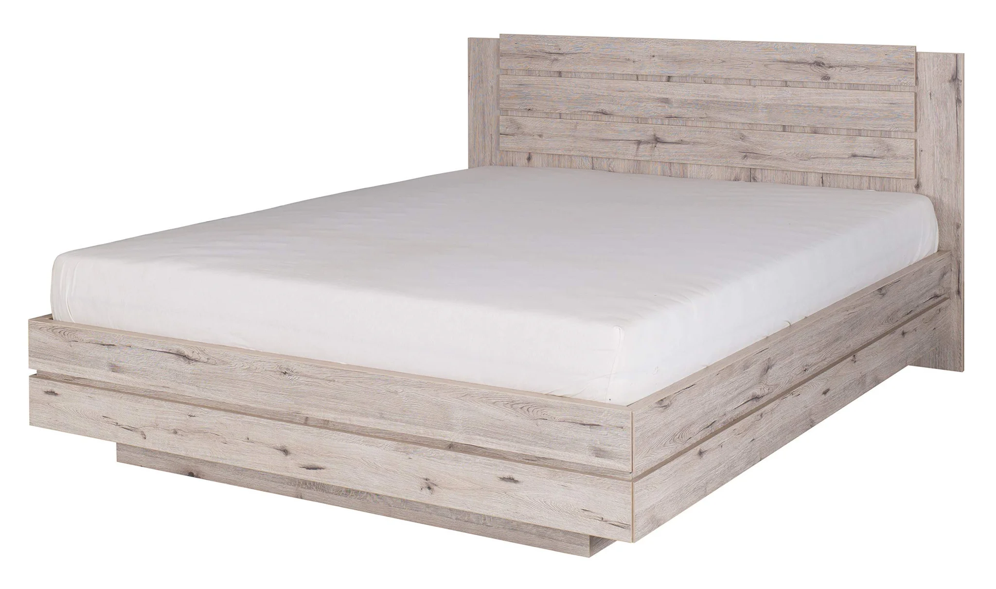Modern Scandinavian King Size Bed Frame with Slatted Headboard