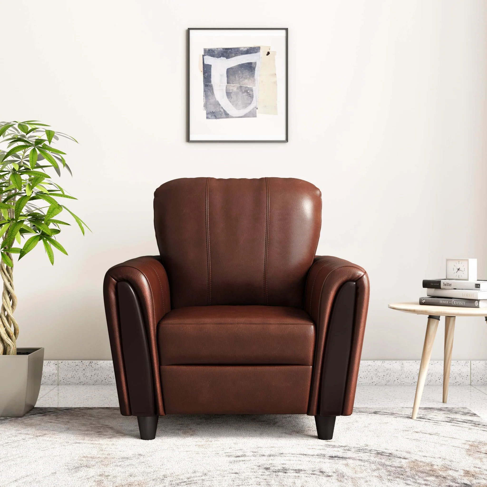 Brown Leatherette Single Seater Armchair Sofa