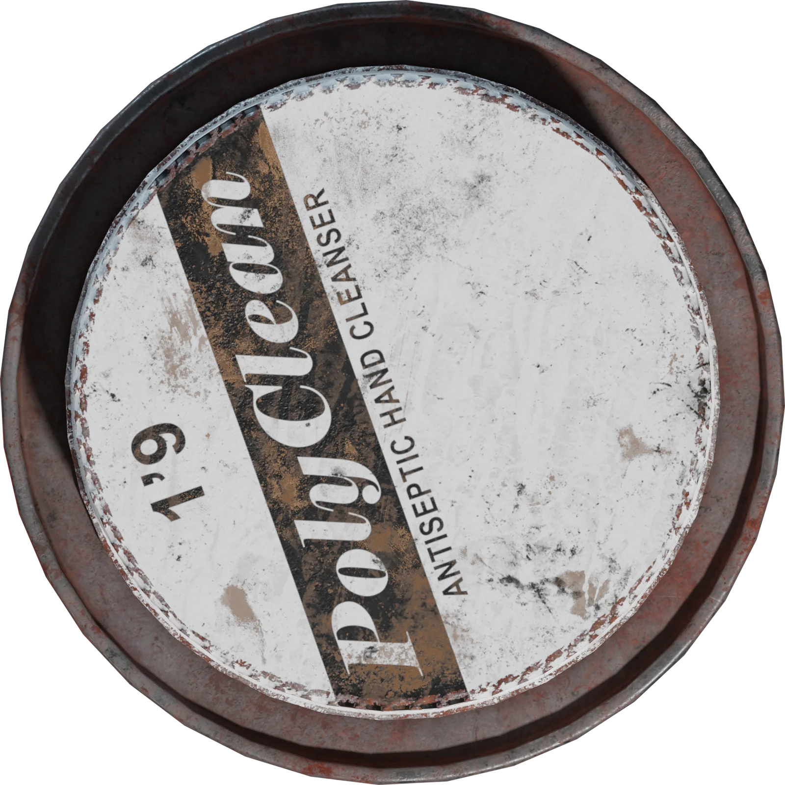 Industrial Cleaner Tin Can with Worn Red Paint, 3D model preview 4