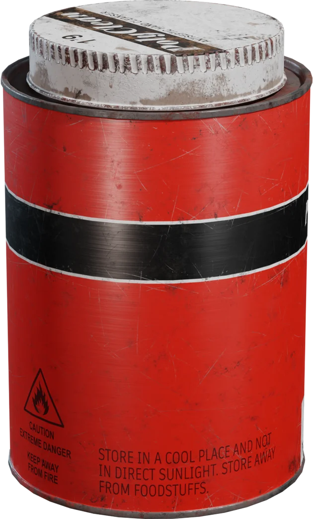 Industrial Cleaner Tin Can with Worn Red Paint, 3D model preview 5