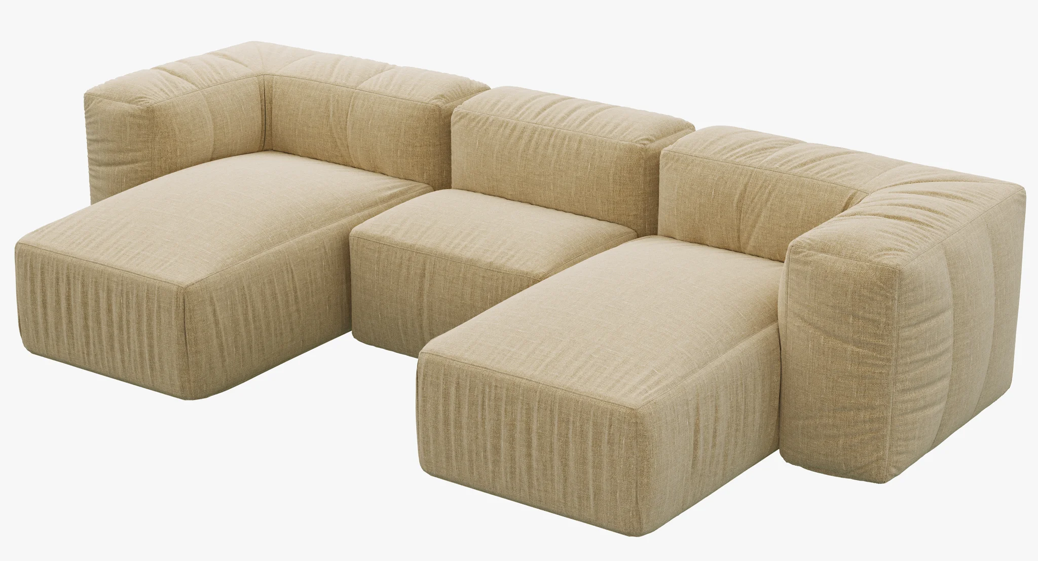 Restoration Hardware Preconfigured Fulham Upholstered U Chaise Sectional — 3D model preview 5